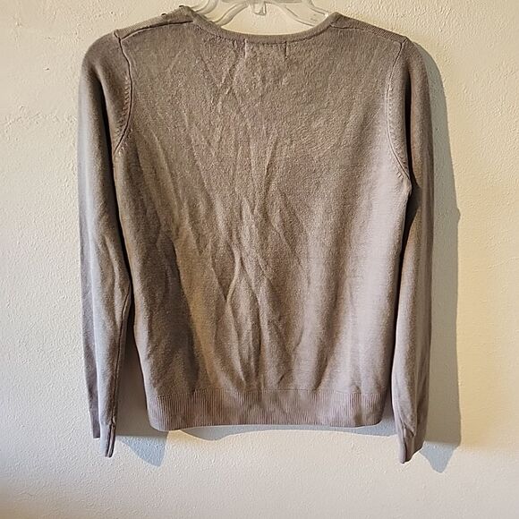 Carolyn Taylor Gray Womens Long Sleeve Cardigan Sweater Petite Medium Beaded New - Picture 6 of 6